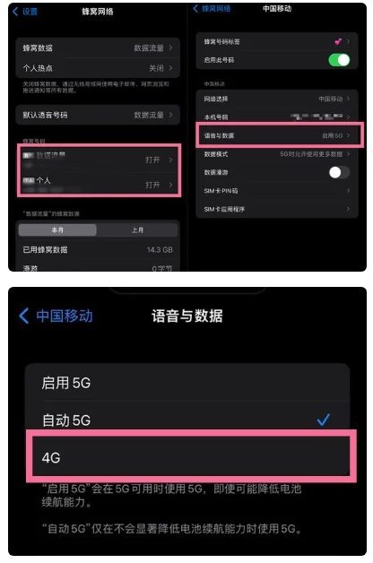 九原苹果手机维修分享iPhone14如何切换4G/5G? iPhone14 5G网络切换方法 